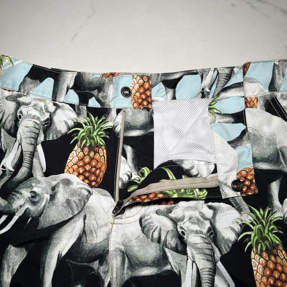 iLot Mens Swim Trunks L Mesh Liner Pockets Board Shorts Elephants Pineapples EUC - Picture 3 of 12